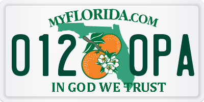 FL license plate 0120PA