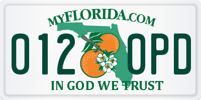 FL license plate 0120PD