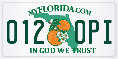 FL license plate 0120PI