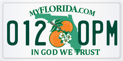 FL license plate 0120PM