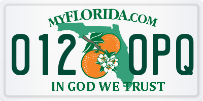 FL license plate 0120PQ