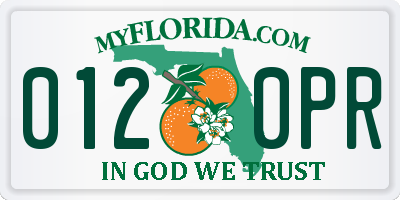 FL license plate 0120PR