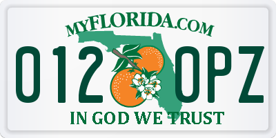 FL license plate 0120PZ