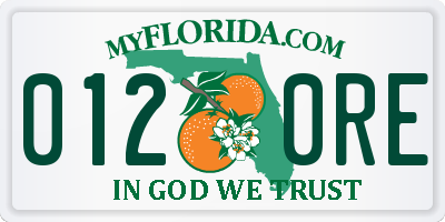 FL license plate 0120RE