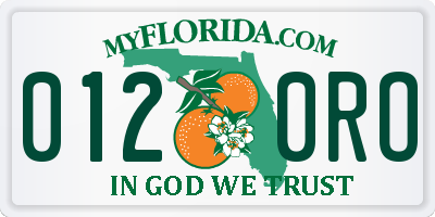 FL license plate 0120RO