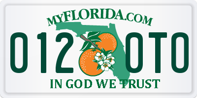 FL license plate 0120TO