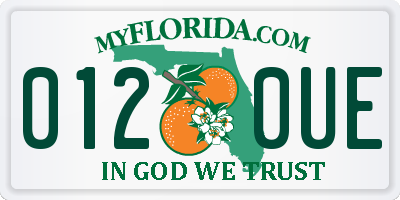 FL license plate 0120UE