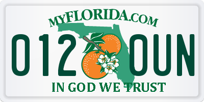 FL license plate 0120UN