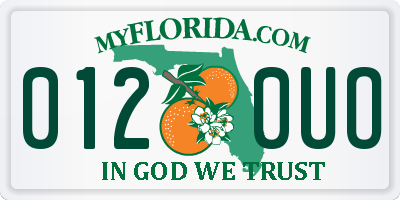 FL license plate 0120UO
