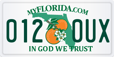FL license plate 0120UX