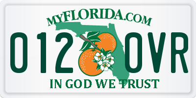 FL license plate 0120VR