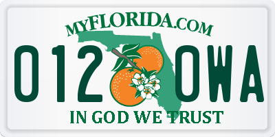 FL license plate 0120WA
