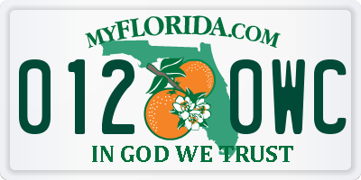 FL license plate 0120WC