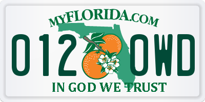 FL license plate 0120WD