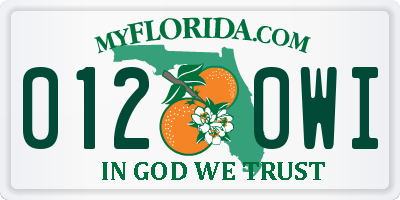 FL license plate 0120WI