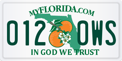 FL license plate 0120WS