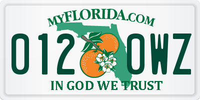 FL license plate 0120WZ