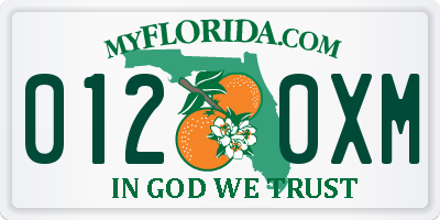 FL license plate 0120XM