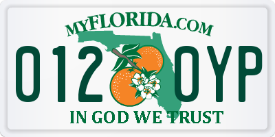 FL license plate 0120YP