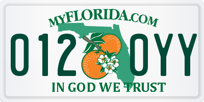 FL license plate 0120YY