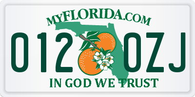 FL license plate 0120ZJ