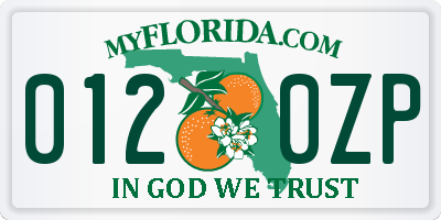 FL license plate 0120ZP