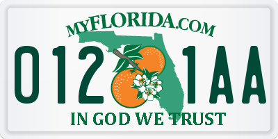 FL license plate 0121AA