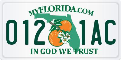 FL license plate 0121AC