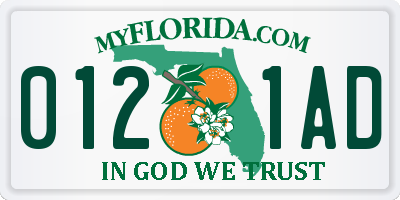 FL license plate 0121AD