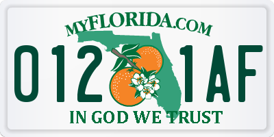 FL license plate 0121AF