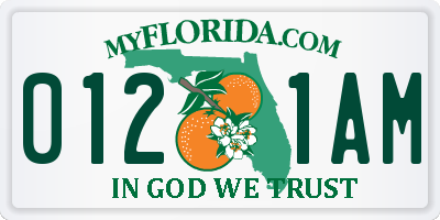 FL license plate 0121AM