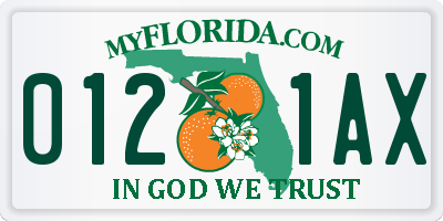 FL license plate 0121AX