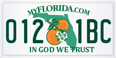 FL license plate 0121BC
