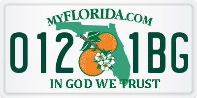 FL license plate 0121BG