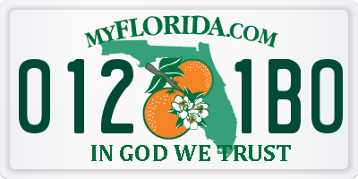 FL license plate 0121BO