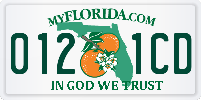 FL license plate 0121CD