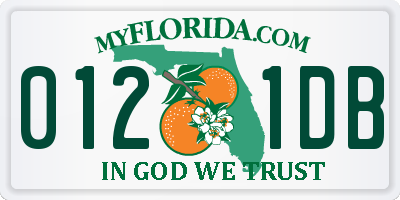 FL license plate 0121DB
