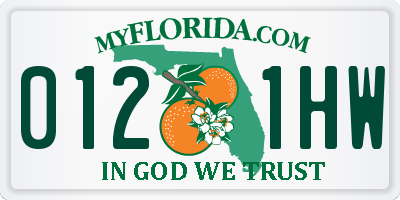FL license plate 0121HW