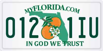 FL license plate 0121IU