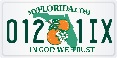 FL license plate 0121IX