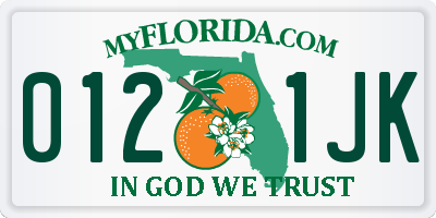 FL license plate 0121JK