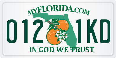 FL license plate 0121KD