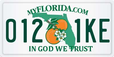 FL license plate 0121KE