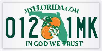 FL license plate 0121MK