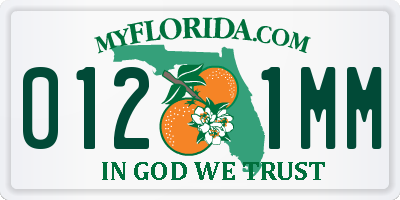 FL license plate 0121MM