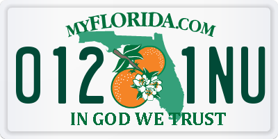 FL license plate 0121NU