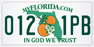 FL license plate 0121PB