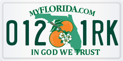 FL license plate 0121RK