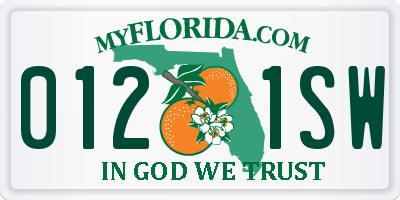FL license plate 0121SW