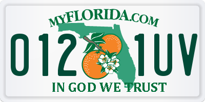 FL license plate 0121UV